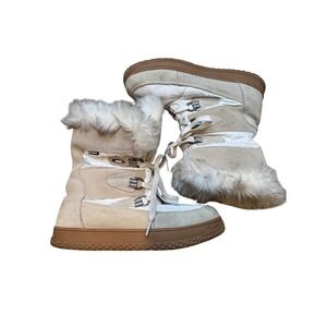 Khombu Waterproof Fur Trimmed Snow Boots Women's Size‎ 8.5 M Beige White